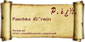 Paschka Ármin névjegykártya